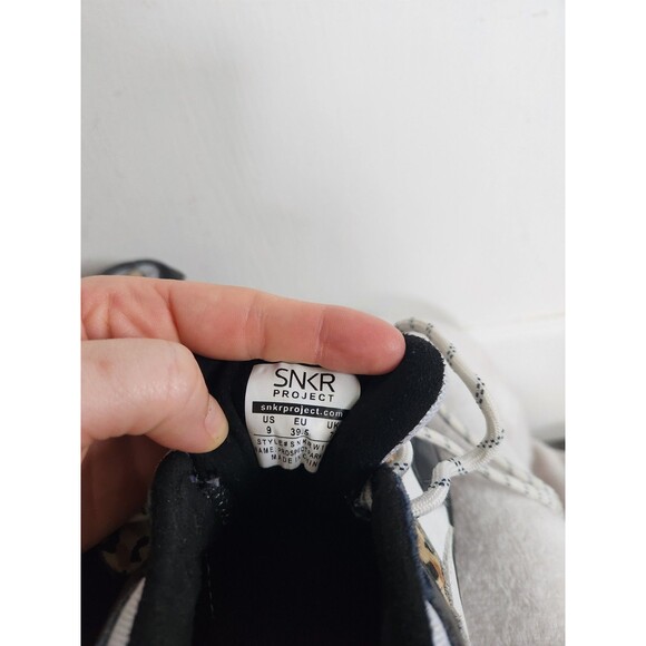 SNKR Project Prospect Park Sneakers Black White Leopard Front Side Sz 9 GUC - Picture 10 of 10